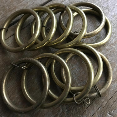 French Solid Brass Curtain Rings, French Chateau Chic Decor, Shabby Chic, Set of 10 