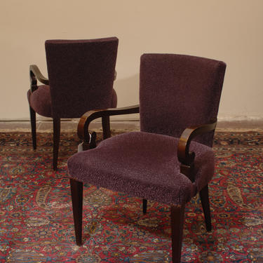 Antique Purple Fabric Arm Chairs