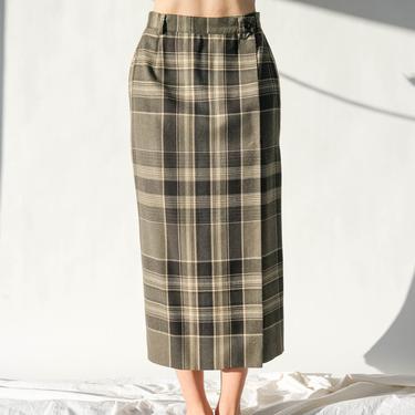 Vintage 90s Y2K Lauren by Ralph Lauren Olive Earthtone Tartan Plaid Wool Wrap Skirt | 100% New Wool | 1990s 2000s Ralph Lauren Wiggle Skirt 