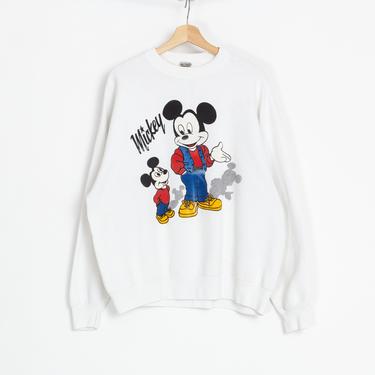 90s Mickey Mouse Bootleg Sweatshirt - Extra Large | Vintage White Graphic Disney Cartoon Pullover 