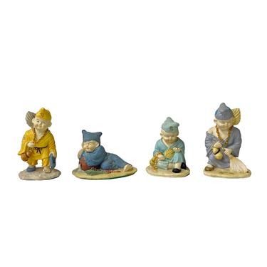 Set of 4 Chinese Ceramic Kid Buddhism Lohon Monk Figures ws1556E 