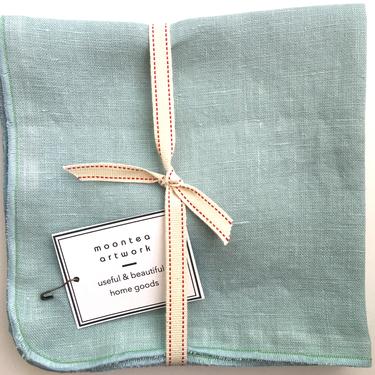Set of 6 Linen Fabric Napkins, Pale Blue,  14 inch, Handmade, Kitchen, eco, Wedding, 