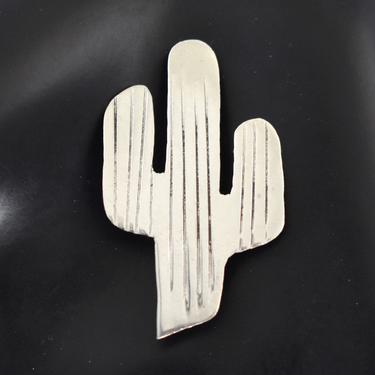 Vintage G Gilbert Nelson sterling minimalist cactus pin, handcrafted Navajo 925 silver sargasso cactus Southwestern brooch 