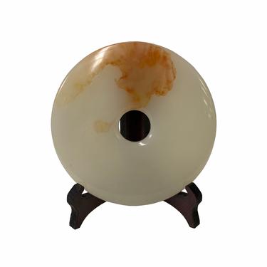 Chinese Natural White Brown Stone Round Fengshui Home Decor Display ws1836E 