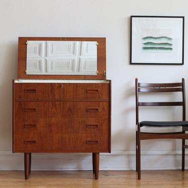 Mid Century Danish Modern Teak Vanity Dresser 