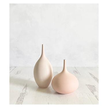 SHIPS NOW- set of 2 Light Pink Matte Stoneware Bottle Vases by Sara Paloma 