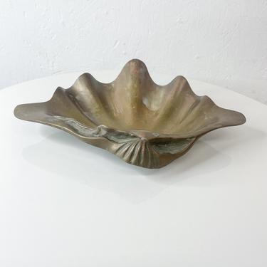 Solid Brass Catch All Sculptural Seashell Dish 1970s Style of Gabriella Crespi Italy 