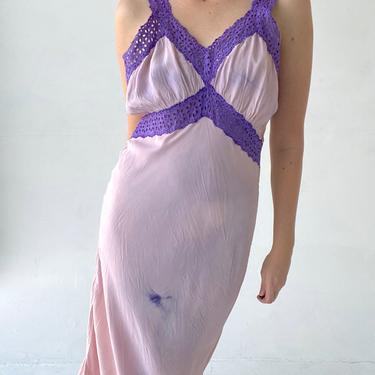 Hand Dyed Lilac Slip with Purple Lace