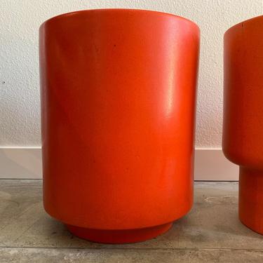 C-14 Gainey Ceramics tall cylinder in Red Orange speckled glaze