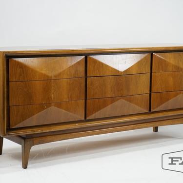 United Furniture: Diamond Front Walnut Low Dresser