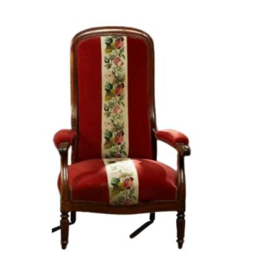 Antique Armchair, French Louis Philippe High Back Red Chair, 1800s, Gorgeous!