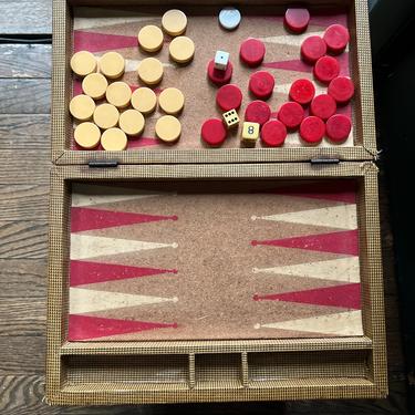 1940s Cherry Red Marbled Bakelite Backgammon Chips 1”x1/4” Creamed Corn Vintage 