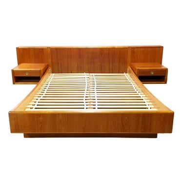 Queen Teak Platform Bed w/ Under-Bed Storage