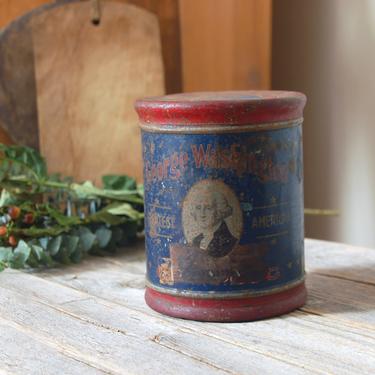 Antique George Washington Tobacco tin / antique R J Reynolds tobacco canister / vintage tobacciana cigarette advertising tinware can 