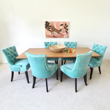 Lizzy Teal Green Tufted Dining Chair