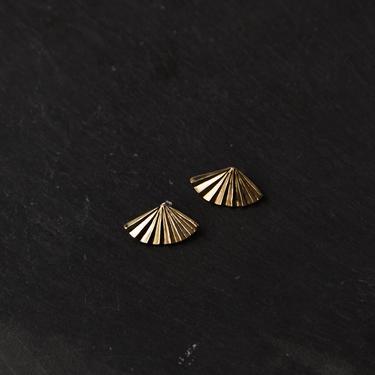 Another Feather Fan Earrings, Bronze