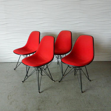 HA-C8190 Eames Upholstered Side Chairs Eiffel Bases
