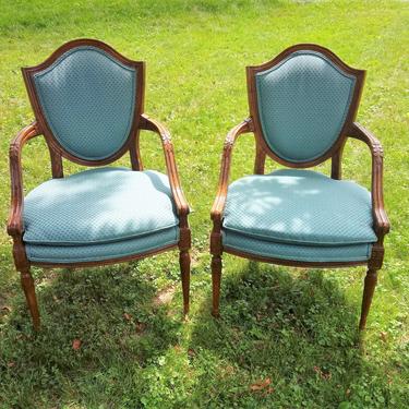 Pair of French Louis XVI Style Antique Fauteuil Arm Chairs, Vintage, French Country, Home Decor 