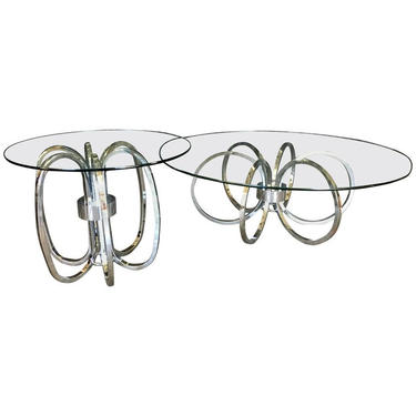 Chrome and Glass Coffee and End Table 