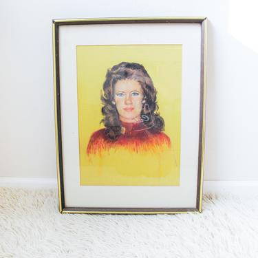 Pastel Portrait of a Woman with Original Wood and Glass Frame 