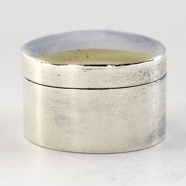 Elegant 80's Mexico THT-?? 925 silver classic oval trinket box, simple PMH Taxco sterling keepsake ring box 
