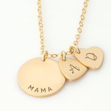 Personalized Heart Necklace, Custom Family Tree Necklace, Kids Initials Heart Necklace, Grandma Necklace with Initials, Heart Necklace 