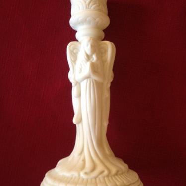 Vintage Bisque Candle Stick Three Praying Angels 7 inches High 