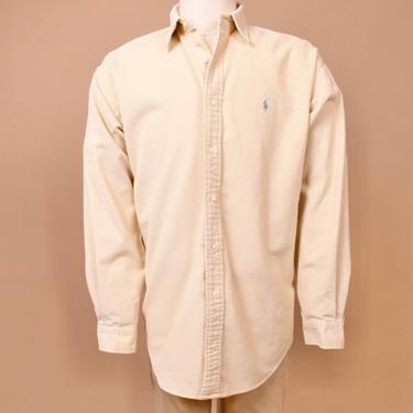 Cream Blue Label Corduroy Polo Shirt By Ralph Lauren, XXL
