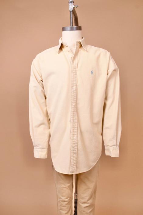 Cream Blue Label Corduroy Polo Shirt By Ralph Lauren, XXL