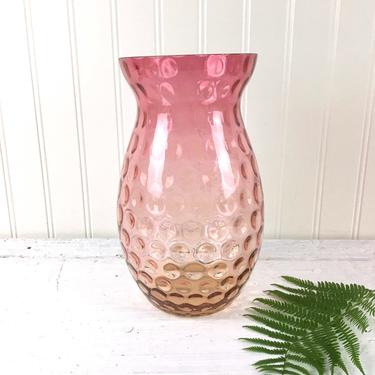 Victorian amberina glass vase with optic inverted thumbprints - 1890s vintage 