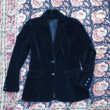 vintage 1970s black velvet blazer - 80s vintage velvet blazer / '70s blazer - jet black velvet jacket / 70s velvet blazer - velvet jacket 