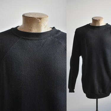 Vintage Raglan Pullover Sweatshirt / Vintage Black Raglan / Vintage Crewneck Pullover Sweatshirt XL / Vintage Black Raglan Sweatshirt 