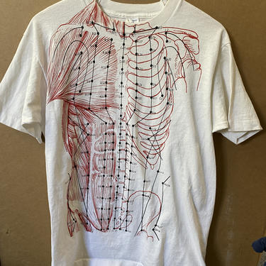 Vintage 80s Muscle Tee Anatomy Pressure point Acupuncture Graphic Tee t-shirt 3820 