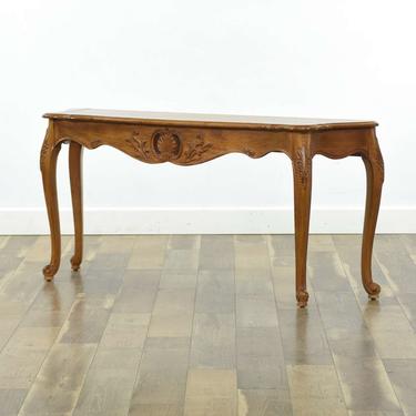 Ethan Allen Carved Queen Anne Motif Console Table
