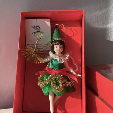 Christmas Fairy Porcelain Doll Ornament 
