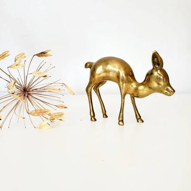 Mid Century Brass Fawn / Brass Deer 