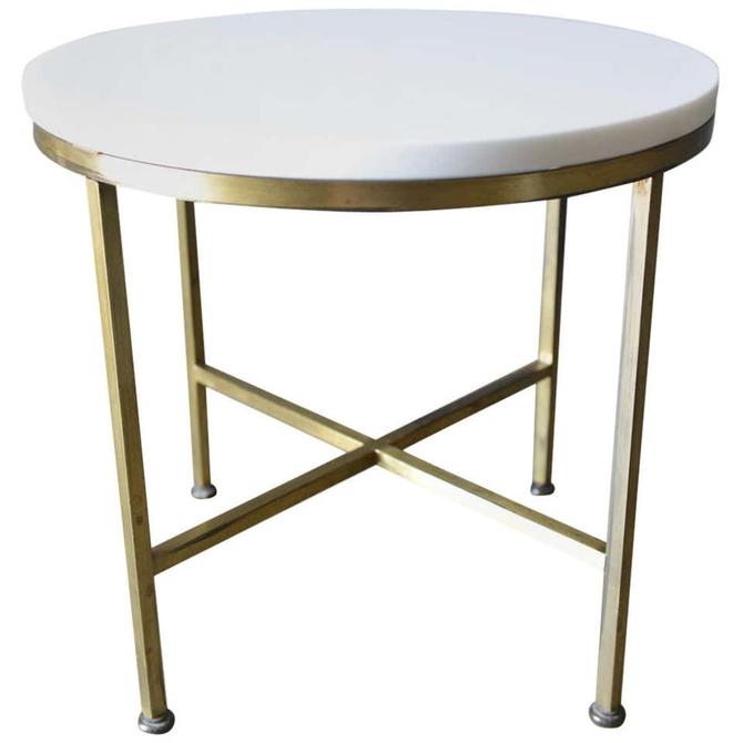 Round Brass And Vitrolite Side Table By, Round Table Costa Mesa Ca