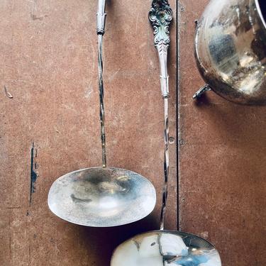 Set of Two Vintage Silver Serving Spoons | Large Silver Spoon | Antique Silver | Platter | Hostess Gift | Flatware | Serveware | Tarnished 