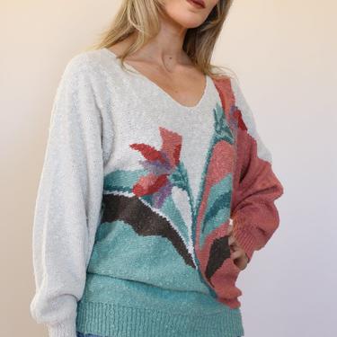 80's Pastel Abstract Knit Sweater Size S/M