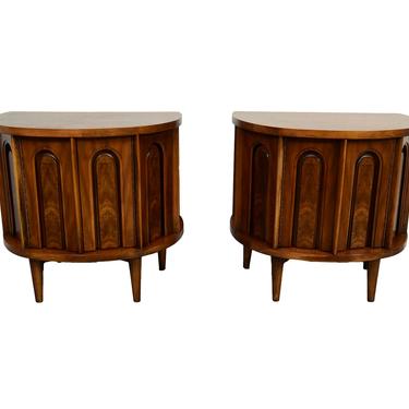 Walnut Nightstands Side Tables  Demilune Walnut Mid Century Modern 