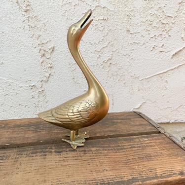 Vintage Brass Goose Animal Figurine Statue 