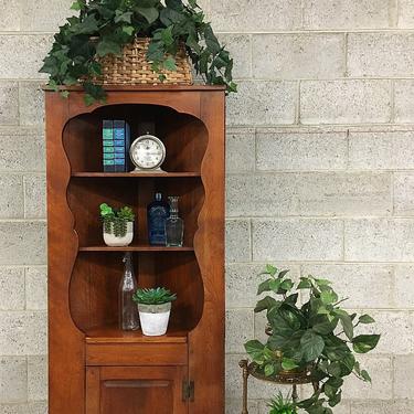 LOCAL PICKUP ONLY Vintage Corner Hutch Retro 1980s Brown Maple Wood Farmhouse Cabinet with 5 Shelves for Kitchen Living or Dining Room 
