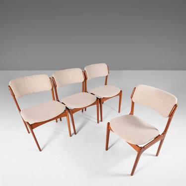 Set of Four (4) Teak Model 49 Dining Chairs by Erik Buch for O. D. Møbler Newly Upholstered, Denmark 