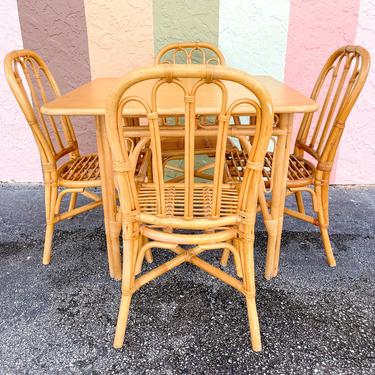 Old Florida Bamboo Game Table and Chairs