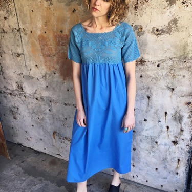 Something Blue Overdyed Edwardian Petticoat Dress XS S 