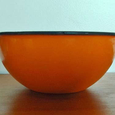 Vintage Orange Enamel Bowl Made in Poland 