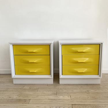 Pair of 1970s Yellow Plastic Front Treco Nighstands by Giovanno Maur