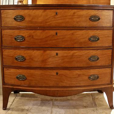 Hepplewhite 4 Drawer Swell Front Chest, Cherry Case with Birch Drawer Fronts, Circa 1800