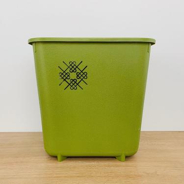 Vintage Mid Century Max Klein Avocado Green Wastebasket Garbage Can Trash Can 