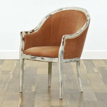 White Washed Shabby Chic Barrel Back Armchair